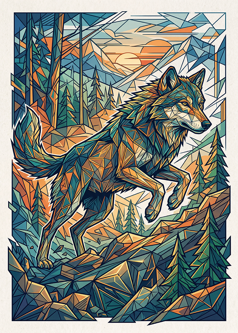 Kleurrijke Wolf